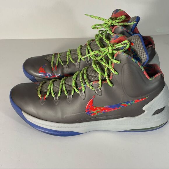 Nike KD Splatter Men’s Gray and Neon Sneakers Size 14 Style #554988-007 - Picture 5 of 12
